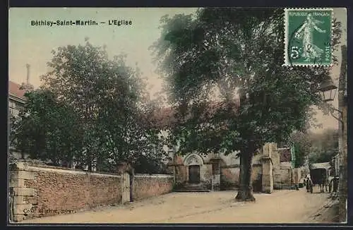 AK Béthisy-Saint-Martin, L`Église et rue avec calèche