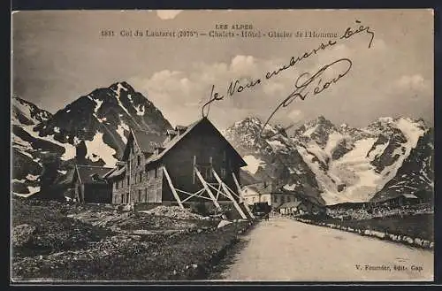 AK Col du Lautaret, Chalets, Hôtel et Glacier de l`Homme dans les Alpes