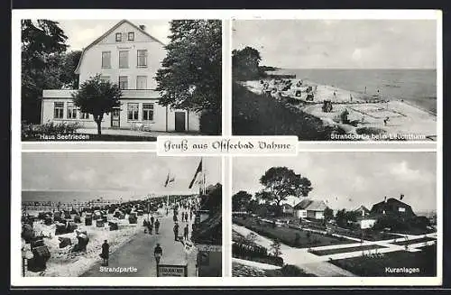 AK Dahme / Ostseebad, Haus Seefrieden, Strandpartie beim Leuchtturm