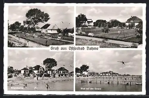 AK Dahme / Ostseebad, Kuranlagen, Tennisplatz, Strandpartie, Blick auf den Strand