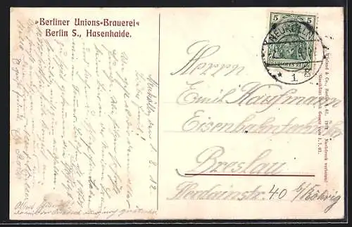 AK Berlin, Restaurant Unions-Brauerei in der Hasenheide