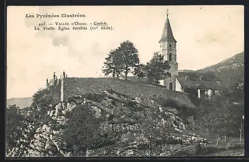 AK Castets /Vallée d`Ossau, Les Pyrénées Illustrées, La Vieille Église fortifiée