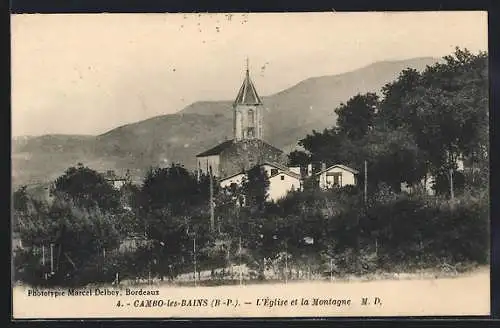 AK Cambo-les-Bains /B.-P., L`Église et la Montagne