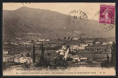 AK Saint-Jean-Pied-de-Port, Vue d`Ispoure et Route de Saint-Jean-le-Vieux