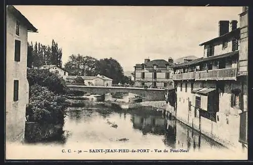 AK Saint-Jean-Pied-de-Port, Vue du Pont-Neuf