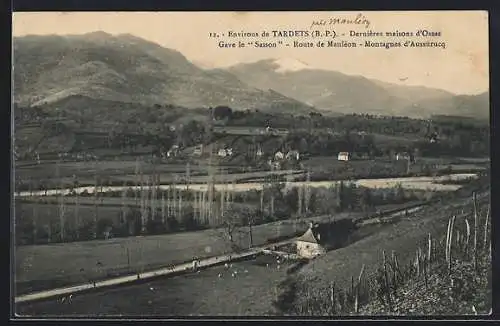 AK Tardets /B.-P., Dernières maisons d`Ossas Gave le Saison, Route de Mauléon, Montagnes d`Aussurucq