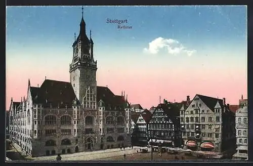 AK Stuttgart, Blick auf das Rathaus