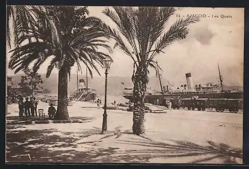 AK Ajaccio, les Quais, Dampfer im Hafen