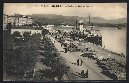 AK Ajaccio /Corse, Le Quai et un Coin du Square