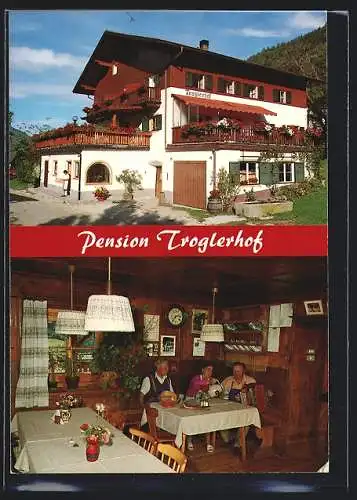 AK Waidbruck /Südtirol, Pension Troglerhof, Aussen- und Innenansicht