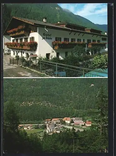 AK Mittewald /Südtirol, Gasthof Zur Brücke, Ortspanorama