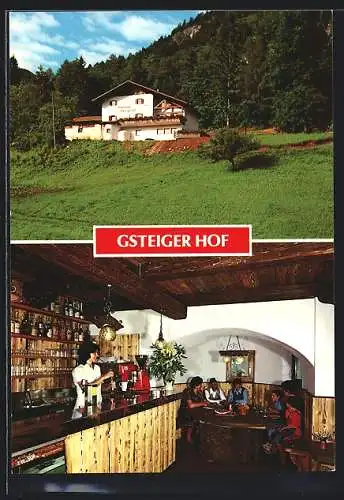 AK Neumarkt /Südtirol, Gasthaus Gsteigerhof, Aussen- und Innenansicht