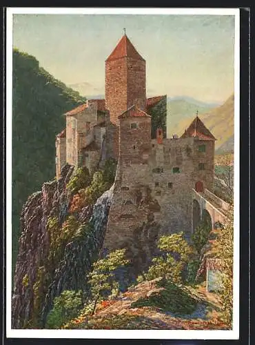 Künstler-AK Bozen, Burg Karneid