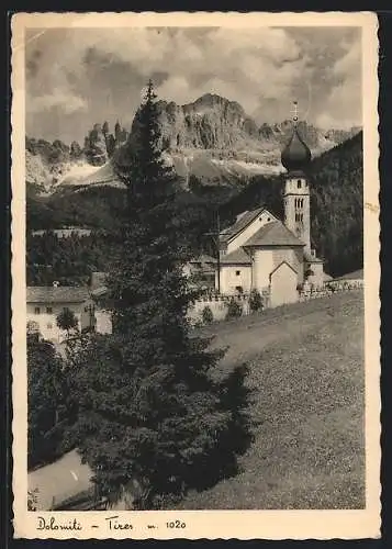 AK Tires /Bolzano, Ortsansicht mit Kirche