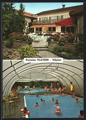 AK Vilpian /Südtirol, Pension Platzer, Aussenansicht, Schwimmbad, Nalser Strasse