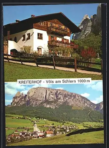 AK Völs am Schlern, Pension Kreiterhof, Ortspanorama