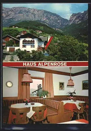 AK Völs am Schlern, Pension Haus Alpenrose, Aussen- und Innenansicht