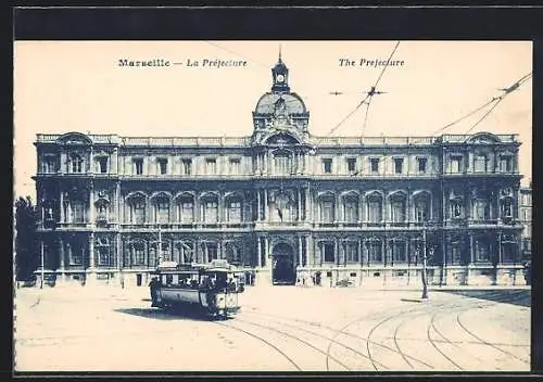 AK Marseille, La Préfecture, Strassenbahn