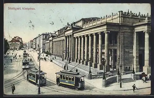 AK Stuttgart, Strassenbahn am Königsbau