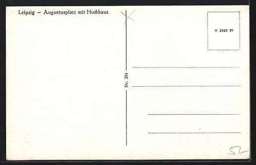 AK Leipzig, Augustusplatz mit Strassenbahn und Hochhaus