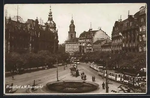 AK Frankfurt /Main, Strassenbahnen auf dem Rossmarkt