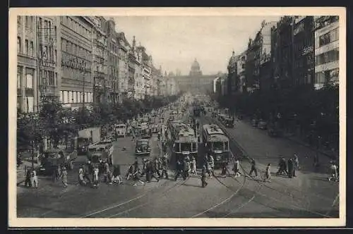 AK Praha, Václavské námesti, Strassenbahn