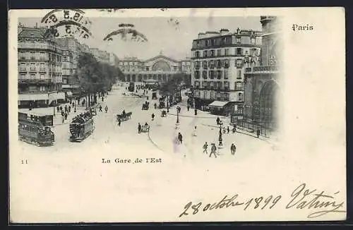 AK Paris, La Gare de l`Est, Strassenbahn