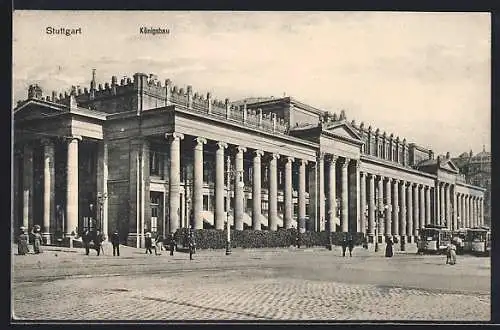 AK Stuttgart, Königsbau, Strassenbahn