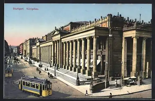 AK Stuttgart, Strassenbahn am Königsbau