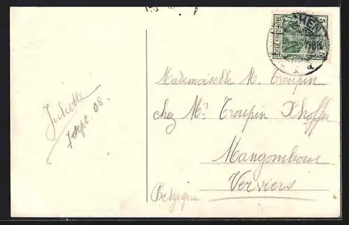 AK Aachen, Strassenbahn am Elisenbrunnen