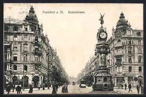 AK Frankfurt a. M., Blick in die Kaiserstrasse, Strassenbahn