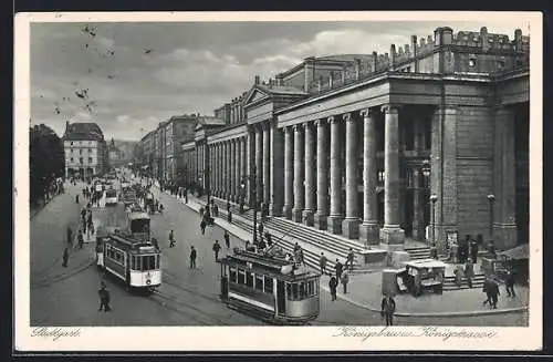 AK Stuttgart, Königsbau und Königstrasse mit Strassenbahn