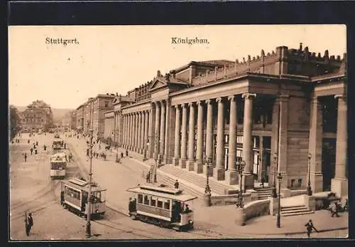 AK Stuttgart, Königsbau mit Strassenbahn