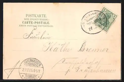 AK Darmstadt, Rheinstrasse mit Denkmal und Strassenbahn