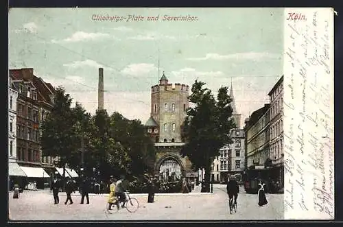 AK Köln, Chlodwigs-Platz und Severintor mit Strassenbahn