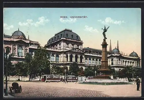 AK Wien, Strassenbahn vor der Universität