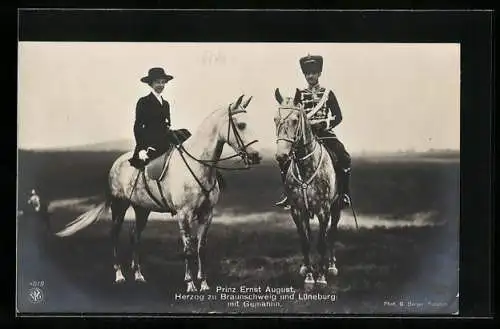 AK Victoria Louise Herzogin von Braunschweig mit Gemahl zu Pferd