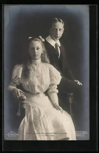 AK Prinz Joachim und Prinzessin Victoria Luise von Preussen im Jugendalter