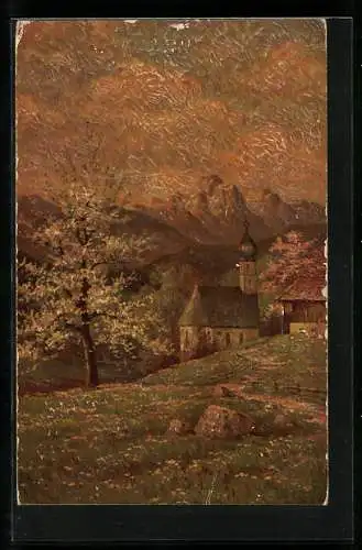 Ölgemälde-Imitations-AK Degi Nr. 1273: Frühling in Oberbayern von W. Hoy