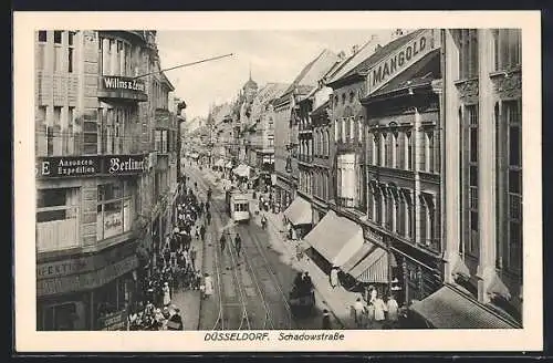 AK Düsseldorf, Strassenbahn in der Schadowstrasse