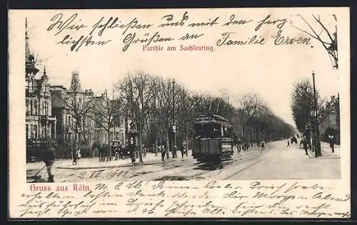 AK Köln-Neustadt, Strassenbahnverkehr auf dem Sachsenring