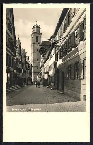 AK Dinkelsbühl, Strasse Turmgasse mit Gasthaus und Geschäften