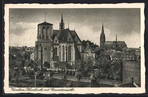 AK Kevelaer, Pfarrkirche mit, Gesamtansicht