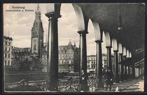 AK Hamburg, Alsterarkaden und Rathaus