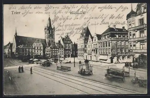 AK Trier, Strassenpartie am Hauptmarkt