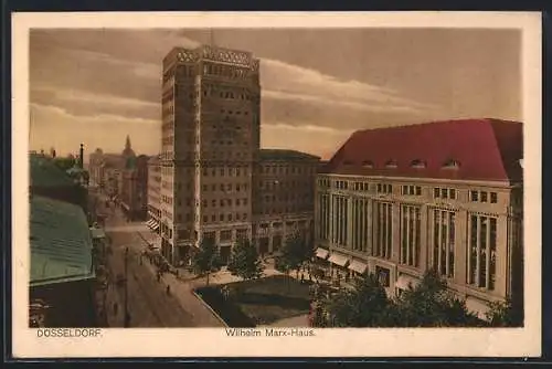 AK Düsseldorf, Strassenansicht mit Wilhelm Marx-Haus