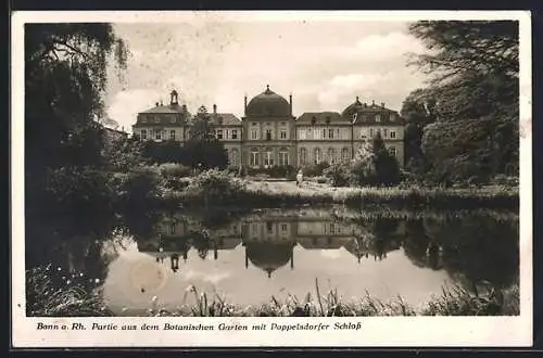 AK Bonn am Rhein, Partie aus dem Botanischen Garten mit Poppelsdorfer Schloss