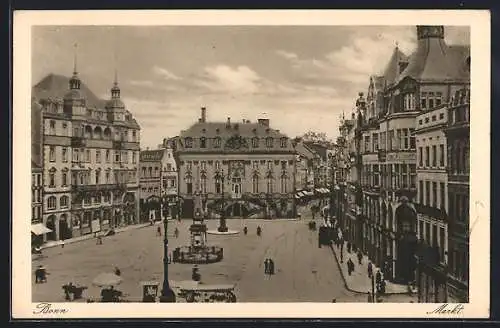 AK Bonn, Marktplatz aus der Vogelschau