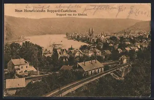 AK Boppard, Neue Hunsrückbahn Boppard-Castellaun von der Elfenlei