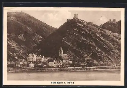 AK Bornhofen a. Rhein, Ortsansicht vom Wasser